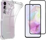 Kit Capa Capinha Para Samsung Galaxy A35 Case Air Anti Impacto Transparente e Película De Vidro Temperado 3d Full Cover
