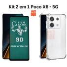 Kit Capa Capinha Transparente Anti Impacto + Película Fosca Privacidade Para Poco X6 5G