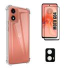 Kit Capa Capinha Transparente + Película 3D de Vidro + Película de Câmera Para Motorola Moto G04