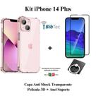 Kit Capa Capinha Transparente + Película 3D Vidro + Anel Suporte para Iphone 14 Plus Kit Capa Capinha Transparente + Película 3D Vidro + Anel Suporte para Iphone 14 Plus