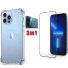 Kit Capa Capinha Transparente + Película 3D Vidro + Película Câmera Traseira para Iphone 14 Pro Max