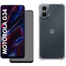 Kit Capa Capinha Transparente + Película 3D Vidro Privacidade para Moto G34