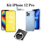 Kit Capa Capinha Transparente + Película Cerâmica Fosca + Suporte de Anel para Iphone 12 Pro Kit Capa Capinha Transparente + Película Cerâmica Fosca + Suporte de Anel para Iphone 12 Pro