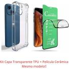 Kit Capa Capinha Transparente + Película Cerâmica para Iphone 14 Plus