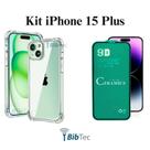 Kit Capa Capinha Transparente + Película de Cerâmica para Iphone 15 Plus