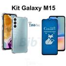 Kit Capa Capinha Transparente + Película Fosca Privacidade para Samsung Galaxy M15