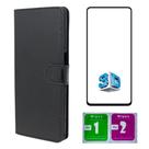 Kit Capa Carteira Flip Preta + Película 3D De Vidro Para Samsung Galaxy J6 Plus