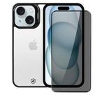 Kit Capa case capinha Gravity Preta e Pelicula Defender Pro Privacidade para iPhone 15 - Gshield