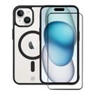 Kit Capa case capinha Magsafe Preta e Pelicula Coverage 5D Pro Preta para iPhone 15 - Gshield