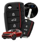 kit capa chave silicone fechada vw nivus com chaveiro tsi