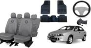 Kit capa cinza couro Brava 99-04 + volante e tapete