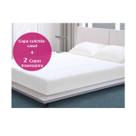 Kit capa colchao travesseiro casal padrão anti-ácaro branco