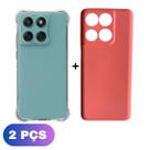 Kit Capa Colorida + Capinha Transparente P/ Moto Edge 60 5g