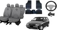 Kit capa couro cinza anos 90 + tapete e volante inclusos