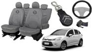 Kit capa couro cinza C3 2012 a 2018 design sofisticado