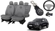 Kit capa couro cinza C3 2021 a 2024 + capa de volante