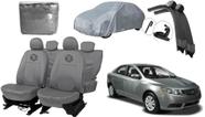 Kit capa couro cinza Cerato 2008 a 2013 + capa universal