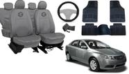 Kit capa couro cinza Cerato 2008 a 2013 + tapete moderno e volante Kit capa couro cinza Cerato 2008 a 2013 + tapete moderno e volante