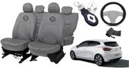 Kit capa couro cinza Clio + proteção volante + chaveiro Kit capa couro cinza Clio + proteção volante + chaveiro