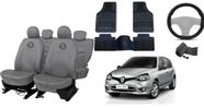 Kit capa couro cinza Clio + volante antiderrapante