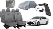 Kit capa couro cinza Corolla + capa cobrir e brinde