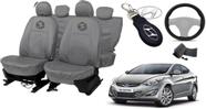 Kit capa couro cinza Elantra + brinde e volante soft