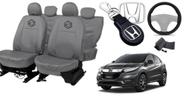 Kit capa couro cinza HR-V 17-24 com volante e chave