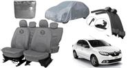 Kit capa couro cinza + Logan 08-17 + capa externa + brinde