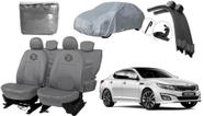 Kit capa couro cinza Optima 2012 a 2016 + capa de cobrir + limpador