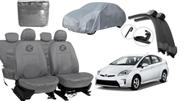 Kit capa couro cinza Prius + capa protetora externa