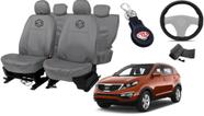 Kit capa couro cinza Sportage 2010 a 2016 + volante couro