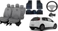 Kit capa couro cinza + tapete PVC + capa volante Punto