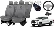 Kit capa couro cinza + volante e chaveiro Hilux 19-24 Kit capa couro cinza + volante e chaveiro Hilux 19-24