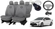 Kit capa couro cinza + volante esportivo Corolla 20-24