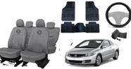 Kit capa couro Civic cinza + tapete + capa volante free