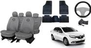 Kit capa couro Logan 08-17 cinza +tapete reforçado