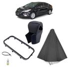 Kit Capa Couro Manopla E Coifa Com Aro Retangular Câmbio Automático Cerato 2014 2015 2016