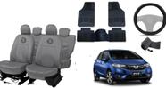 Kit capa couro p/ Fit 08-23 + tapete + capa volante