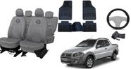 Kit capa couro p/ Strada 11-19 + tapete + volante