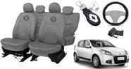 Kit capa couro Sandero com capa volante + chaveiro