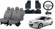 Kit capa couro sob medida Veloster + tapete + volante