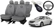 Kit capa couro Sonata 10-13 cinza luxo +volante +brinde