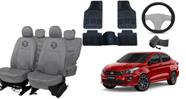 Kit capa Cronos 17-23 couro cinza + brinde volante
