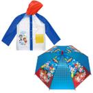 Kit Capa De Chuva + Guarda-Chuva Infantil Lucas Neto Os Aventureiros Com Capuz Ajustável E Botão De Pressão - Semax