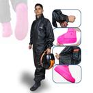 Kit Capa de Chuva Protetor de Calçado Impermeável Pioneira Moto Bicicleta Chuva Vento Antiderrapante Reforço Marcha Dobrável Reutilizável Tamannho