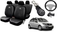 Kit Capa de Couro C3 2003 a 2012 + Chaveiro e Capa de Volante Sofisticada