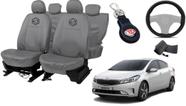 Kit Capa de Couro Cinza Cerato 2013 a 2019 + Proteção Volante