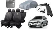 Kit Capa de Couro Clio 12-18 + Capa de Cobrir e Limpador de Parabrisa Sob Medida
