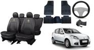 Kit Capa de Couro de Alta Qualidade para Sandero 07-17 + Tapete e Capa de Volante