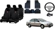 Kit Capa de Couro Marea 96-07 + Tapete e Capa de Volante Esportivo